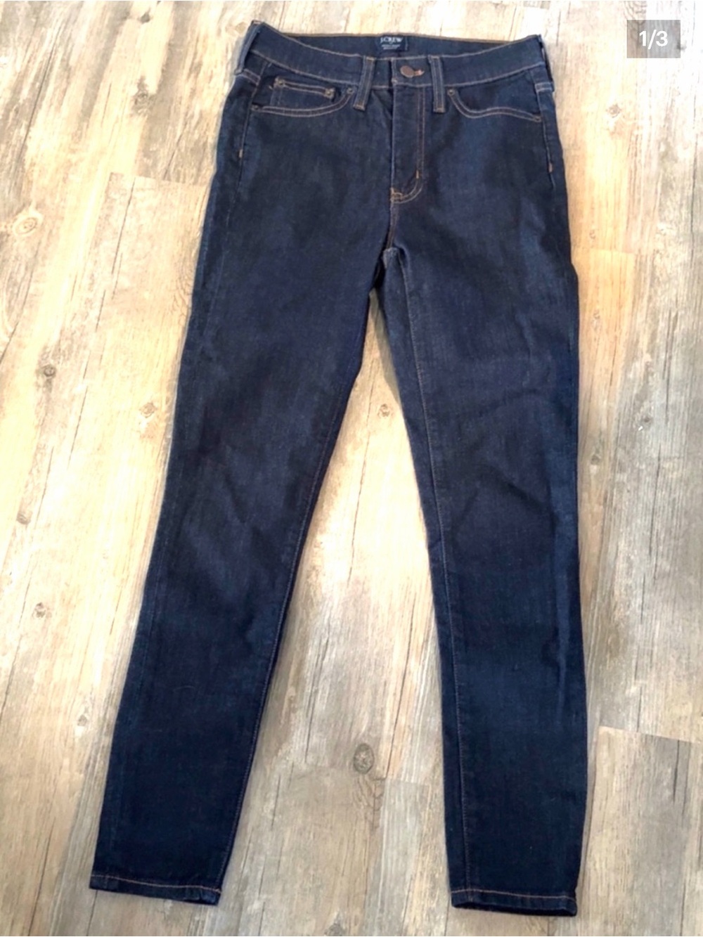 J Crew High Rise Skinny Leg Dark Wash Jeans Size 27